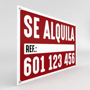 Cartel se alquila en pvc